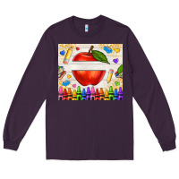 Plum custom teacher name apple Long Sleeve Tee - NancyCooperArtShop