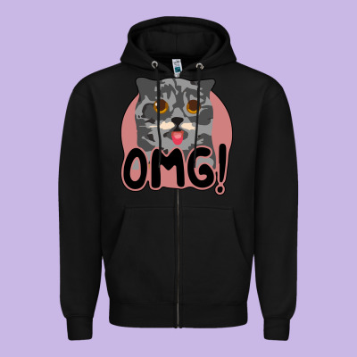 Omg Cat Zipper Hoodie Designed By Bettercallsaul