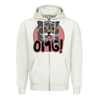 Oatmeal Heather omg cat Zipper Hoodie - Bettercallsaul