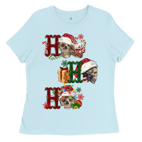 Baby Blue ho ho ho skull Ladies Tee - FaDigitalArtStudio