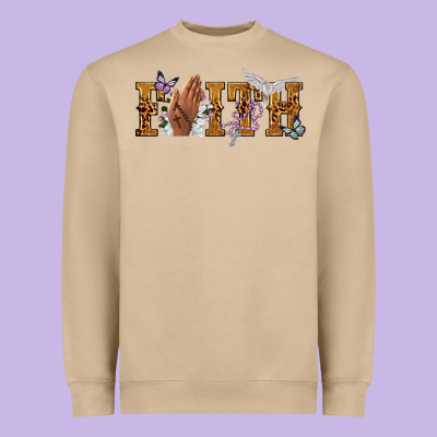 Faith With Praying Hands Heavyweight Sweatshirt Designed By Nancycooperartshop