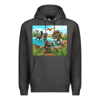 Charcoal Heather dinosaurs Premium Hoodie - TumblerDesignByShophia