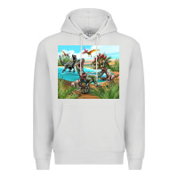 Dove Grey dinosaurs Premium Hoodie - TumblerDesignByShophia