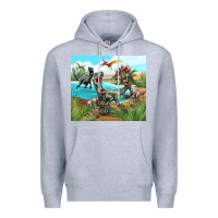 Heather Grey dinosaurs Premium Hoodie - TumblerDesignByShophia