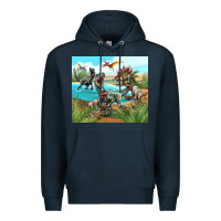 Navy dinosaurs Premium Hoodie - TumblerDesignByShophia