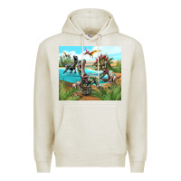 Oatmeal Heather dinosaurs Premium Hoodie - TumblerDesignByShophia