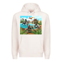 Pale Pink dinosaurs Premium Hoodie - TumblerDesignByShophia