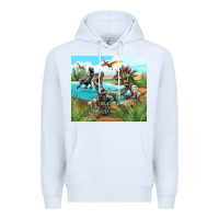 White dinosaurs Premium Hoodie - TumblerDesignByShophia