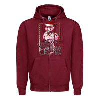 Burgundy Merry Flock Christmas Flamingo Christmas Zipper Hoodie - Bettercallsaul