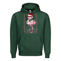 Sports Green Merry Flock Christmas Flamingo Christmas Zipper Hoodie - Bettercallsaul