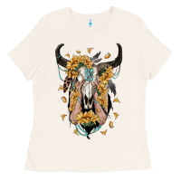 Bone sunflower boho bull skull with hands Ladies Tee - RanaPortraitStore