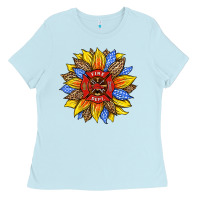 Baby Blue firefighter sunflower Ladies Tee - HRA Design Shop