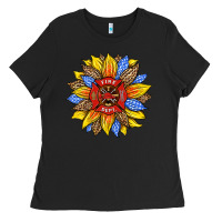Black firefighter sunflower Ladies Tee - HRA Design Shop