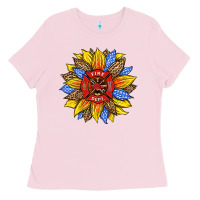 Bubblegum Pink firefighter sunflower Ladies Tee - HRA Design Shop