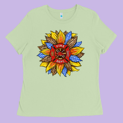 Firefighter Sunflower Ladies Tee Designed By Hra Design Shop