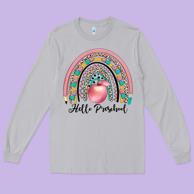 Hello Preschool Long Sleeve Tee Designed By Jahusdesignshop