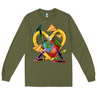Army Green heart pencil Long Sleeve Tee - NancyCooperArtShop