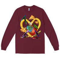 Burgundy heart pencil Long Sleeve Tee - NancyCooperArtShop