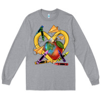 Heather Grey heart pencil Long Sleeve Tee - NancyCooperArtShop
