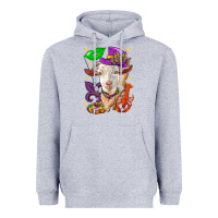 Heather Grey Mardi Gras Goat Heavyweight Hoodie - HowdyJamesFarm