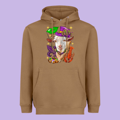 Mardi Gras Goat Heavyweight Hoodie Designed By Howdyjamesfarm