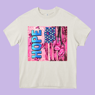 Hope  Breast Cancer And American Flag Heavy Core Tee Designed By Adodesignshop