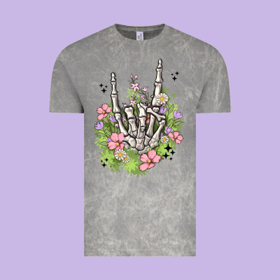 Skeleton Flowers Vintage Tee Designed By Maliassmallbusiness