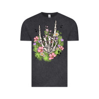 Vintage Black skeleton flowers Vintage Tee - MaliasSmallBusiness