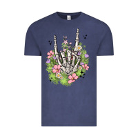 Vintage Denim skeleton flowers Vintage Tee - MaliasSmallBusiness