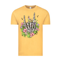 Vintage Mustard skeleton flowers Vintage Tee - MaliasSmallBusiness