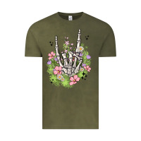 Vintage Olive skeleton flowers Vintage Tee - MaliasSmallBusiness