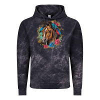 Cloud Black quarter horse floral Vintage Hoodie - LillyAllenDesigns