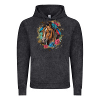 Vintage Black quarter horse floral Vintage Hoodie - LillyAllenDesigns