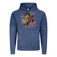 Vintage Denim quarter horse floral Vintage Hoodie - LillyAllenDesigns