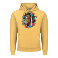 Vintage Mustard quarter horse floral Vintage Hoodie - LillyAllenDesigns