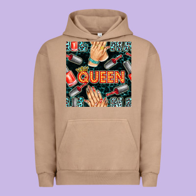 Nail Queen Hand And Polish With Lights And Leopard Seamless Pattern Bb Urban Hoodie Designed By Bundleandbundleshop