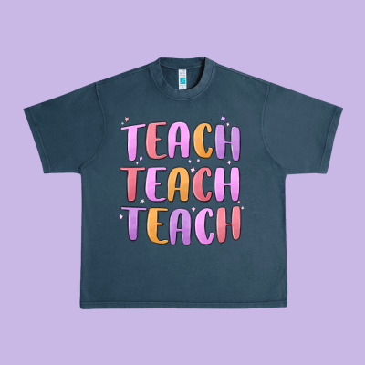 Teach Teach Varsity Urban Heavy Tee Designed By Maliassmallbusiness