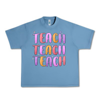 Pebble Blue teach teach varsity Urban Heavy Tee - MaliasSmallBusiness
