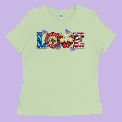 Firefighter Love Ladies Tee Designed By Hra Design Shop