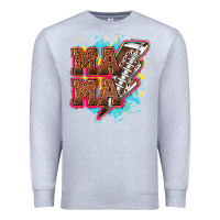 Heather Grey Mama Football lightning bolt Premium Sweatshirt - HowdyJamesFarm