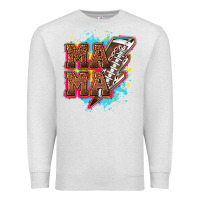 Oatmeal Heather Mama Football lightning bolt Premium Sweatshirt - HowdyJamesFarm