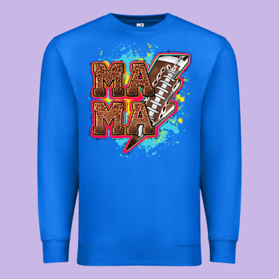 Mama Football Lightning Bolt Premium Sweatshirt Designed By Howdyjamesfarm