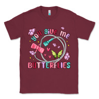 Burgundy you give me butterflies Classic Tee - MaliasSmallBusiness