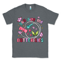 Charcoal Heather you give me butterflies Classic Tee - MaliasSmallBusiness