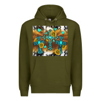 Army Green western crosses and sunflowers Premium Hoodie - TumblerDesignByShophia