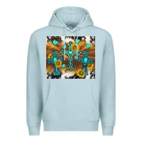 Blue Mist western crosses and sunflowers Premium Hoodie - TumblerDesignByShophia