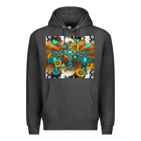Charcoal Heather western crosses and sunflowers Premium Hoodie - TumblerDesignByShophia