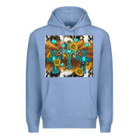 Colony Blue western crosses and sunflowers Premium Hoodie - TumblerDesignByShophia