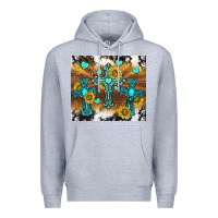 Heather Grey western crosses and sunflowers Premium Hoodie - TumblerDesignByShophia