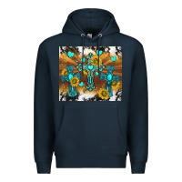 Navy western crosses and sunflowers Premium Hoodie - TumblerDesignByShophia